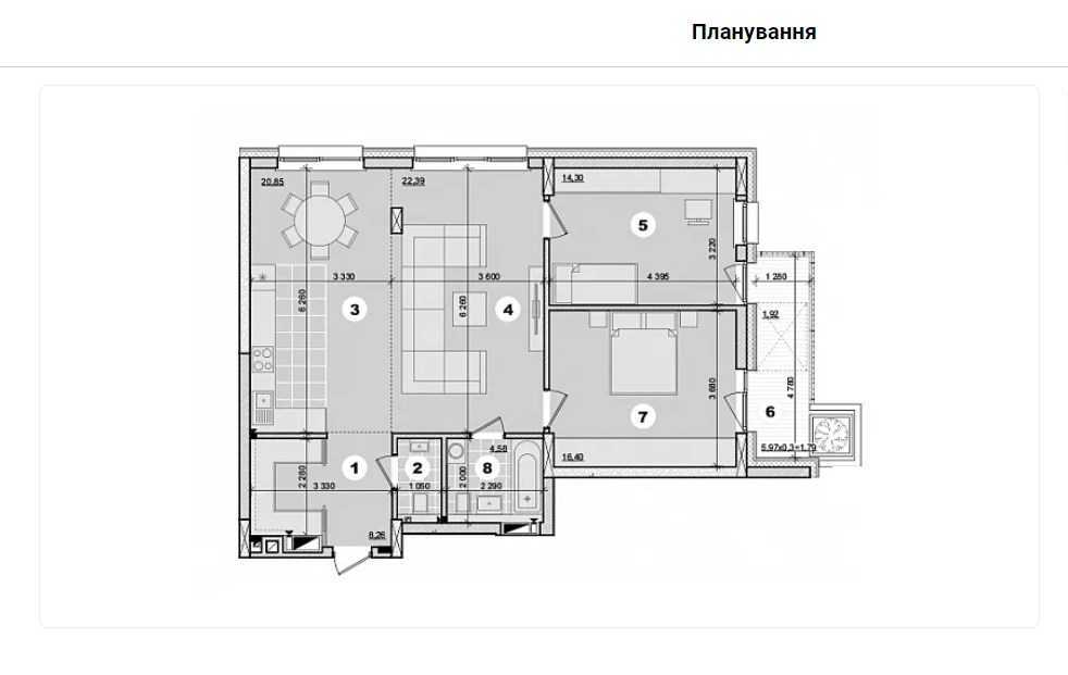 Продажа 3-комнатной квартиры 92.1 м², Гоголевская ул., 44