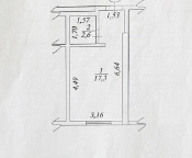 Продаж 1-кімнатної квартири 19.9 м²