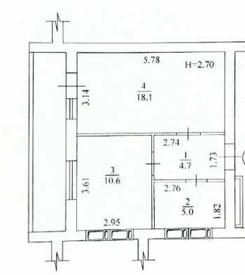 Продажа 1-комнатной квартиры 45 м²