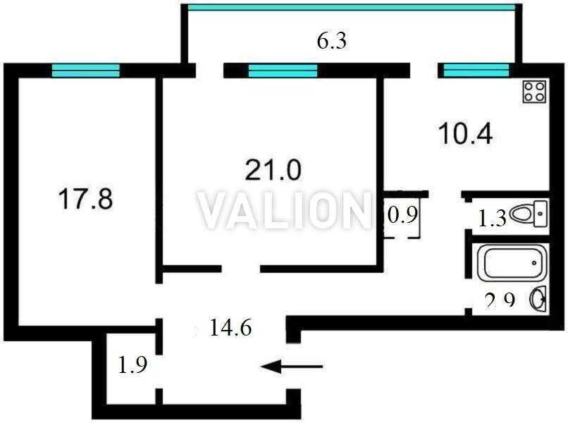 Продажа 2-комнатной квартиры 77.1 м², Жилянская ул., 72