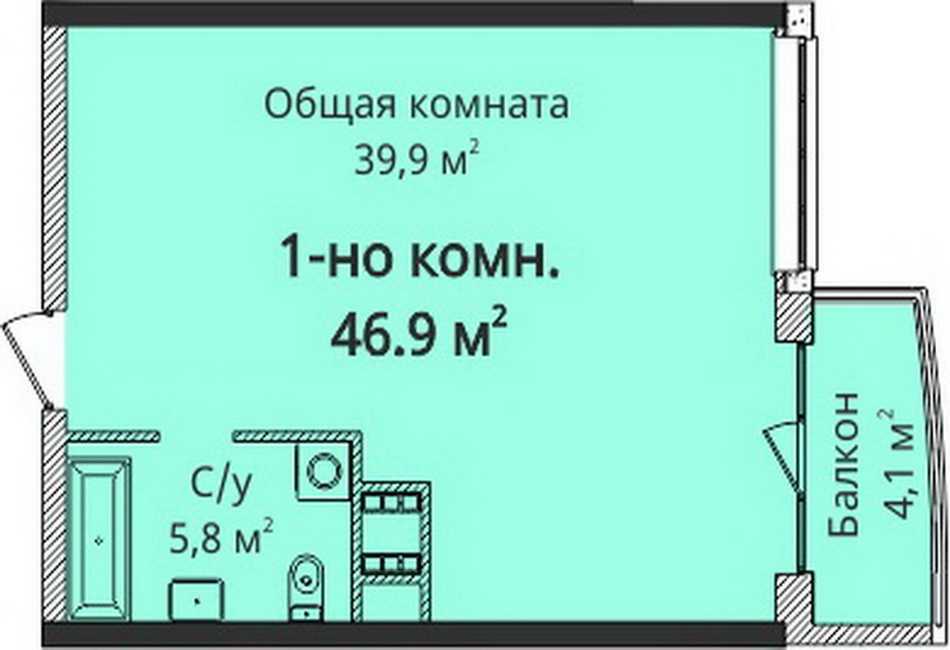 Продаж 1-кімнатної квартири 47 м², Гагарина просп., 19В