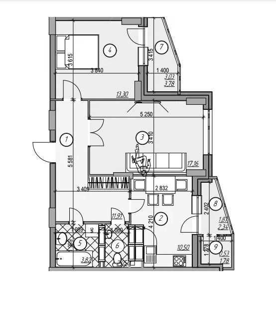 Продажа 2-комнатной квартиры 67 м²