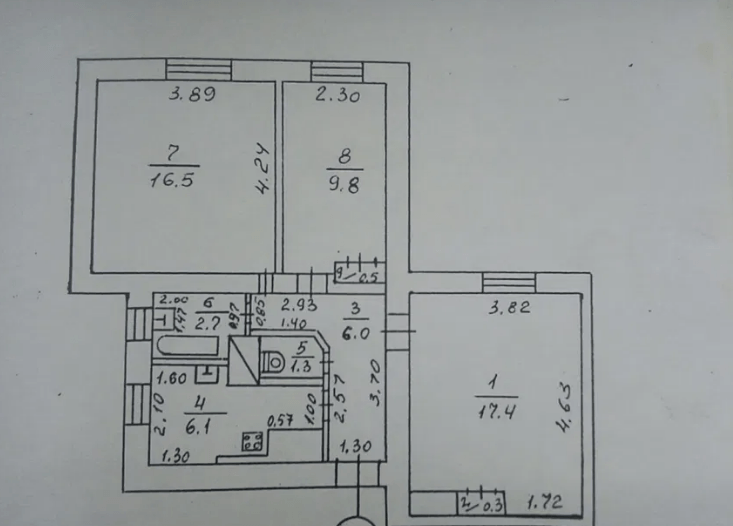 Продажа 3-комнатной квартиры 60 м²