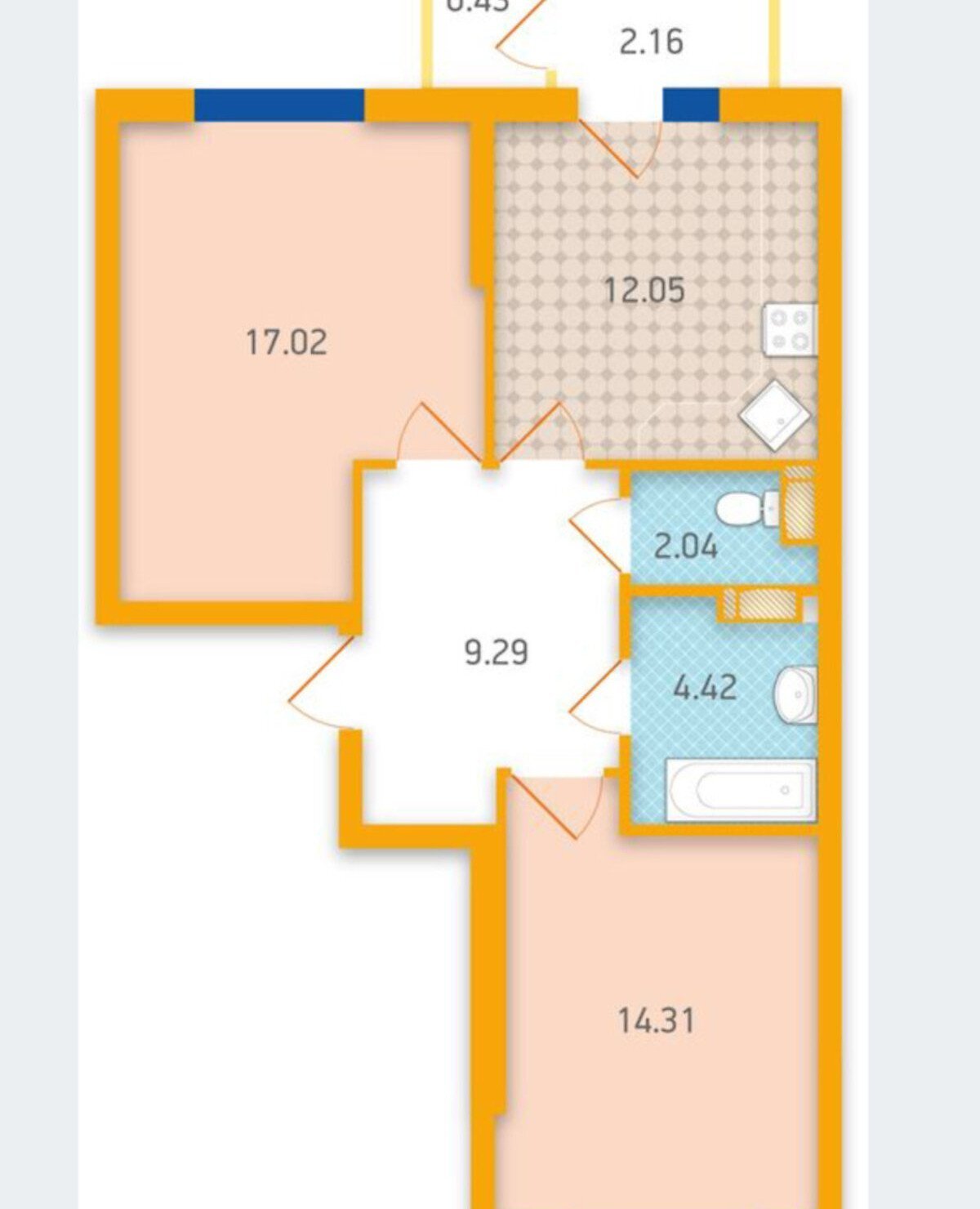 Продажа 2-комнатной квартиры 64 м²