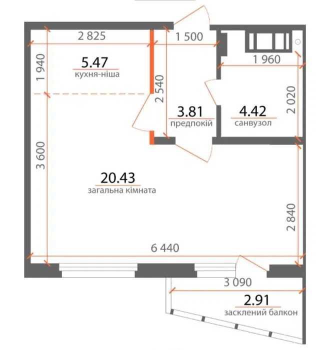 Продажа 1-комнатной квартиры 37 м²