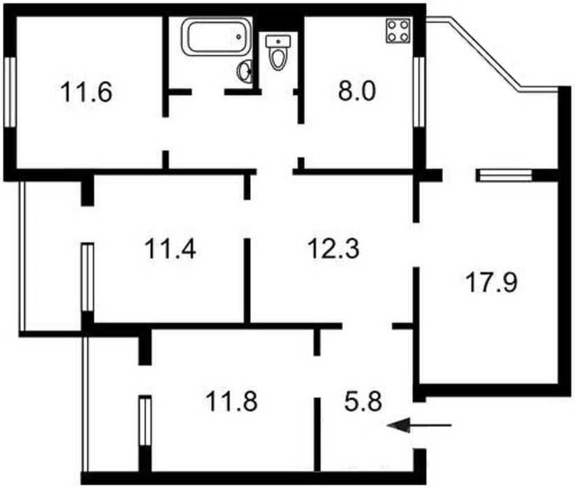 Продажа 4-комнатной квартиры 95 м²