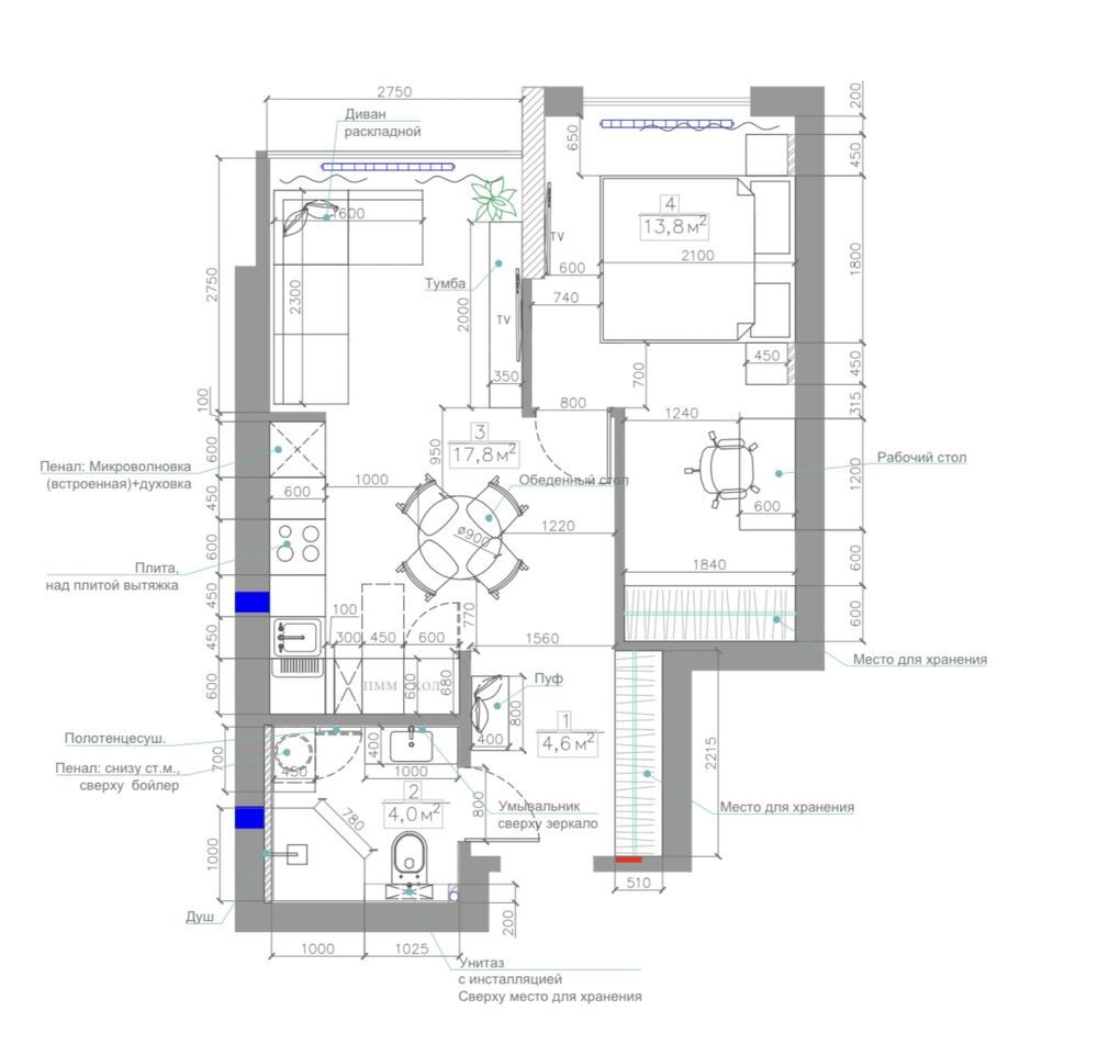 Продаж 1-кімнатної квартири 40 м²