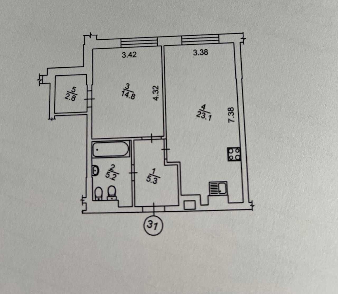 Продажа 1-комнатной квартиры 51 м²