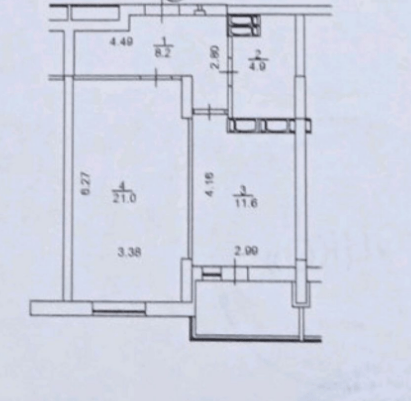 Продаж 1-кімнатної квартири 50 м²