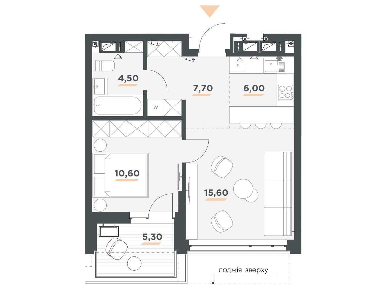 Продаж 1-кімнатної квартири 47 м²