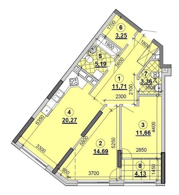 Продаж 2-кімнатної квартири 75 м²