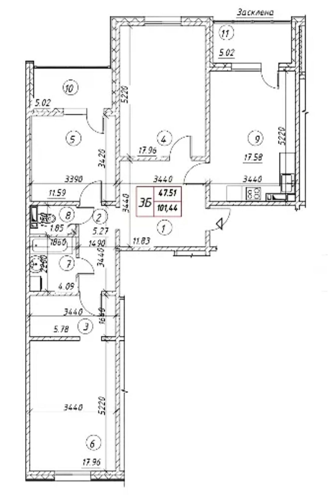 Продажа 3-комнатной квартиры 102 м²