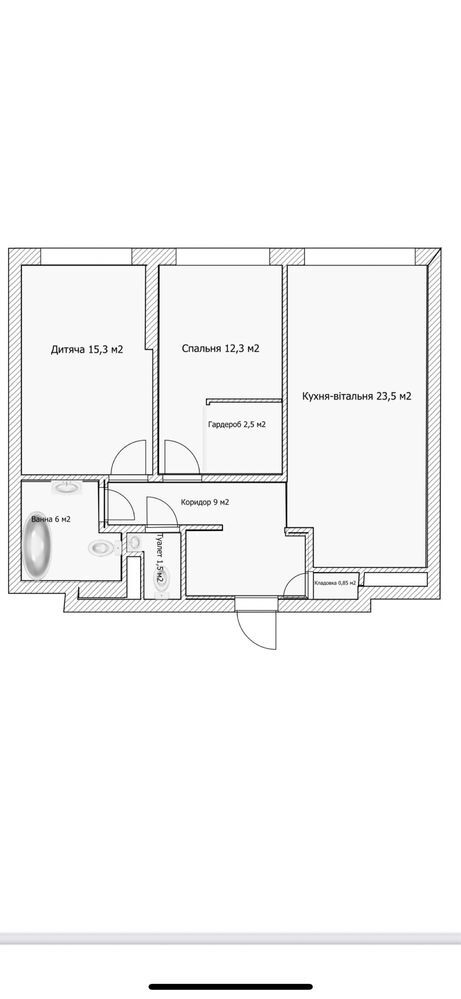 Продаж 2-кімнатної квартири 71 м²