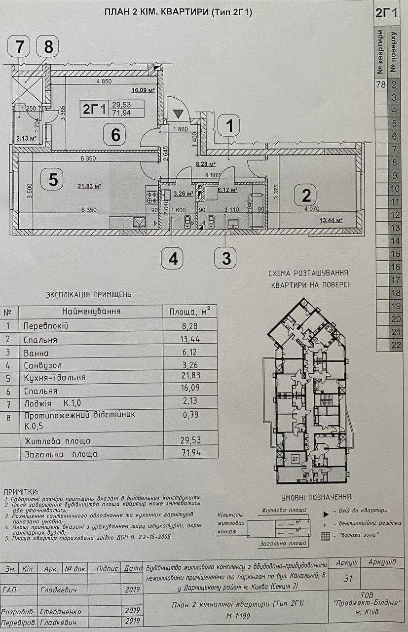 Продаж 2-кімнатної квартири 72 м²