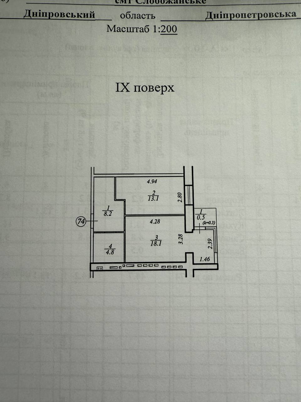 Продаж 1-кімнатної квартири 45 м²