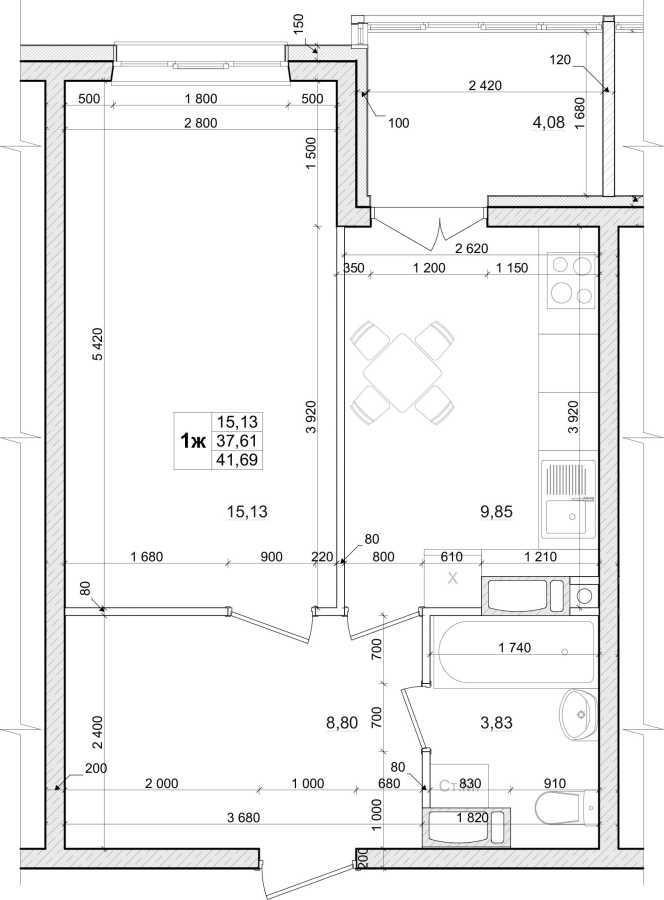 Аренда 1-комнатной квартиры 43 м², Лесная, 3