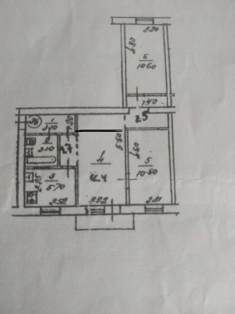 Продаж 3-кімнатної квартири 59 м²