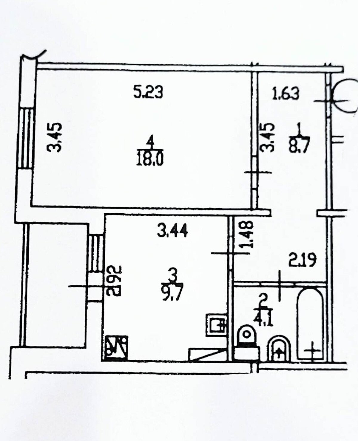 Продаж 1-кімнатної квартири 43 м²