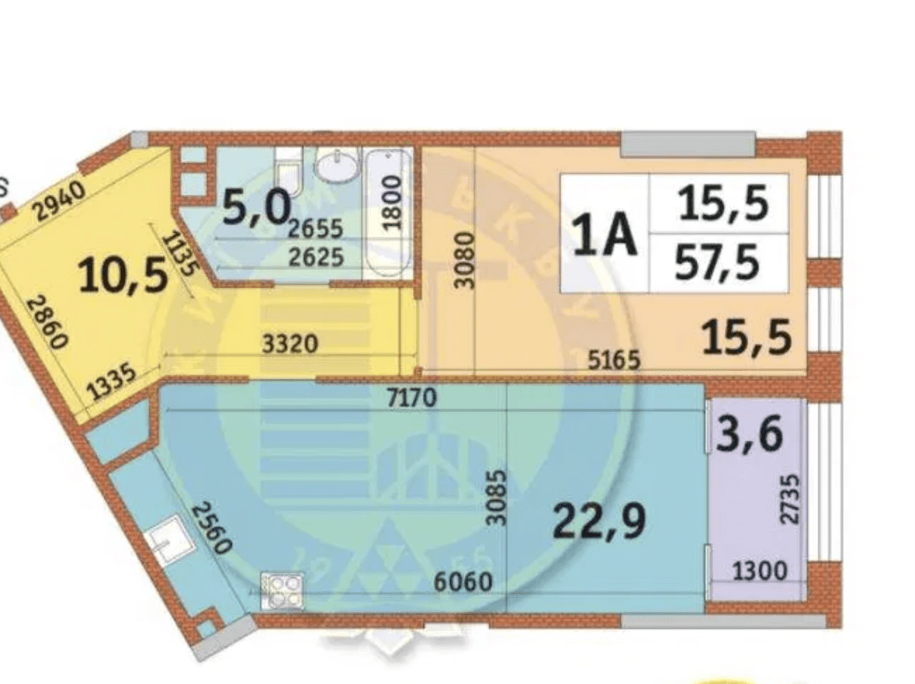 Продаж 1-кімнатної квартири 58 м²