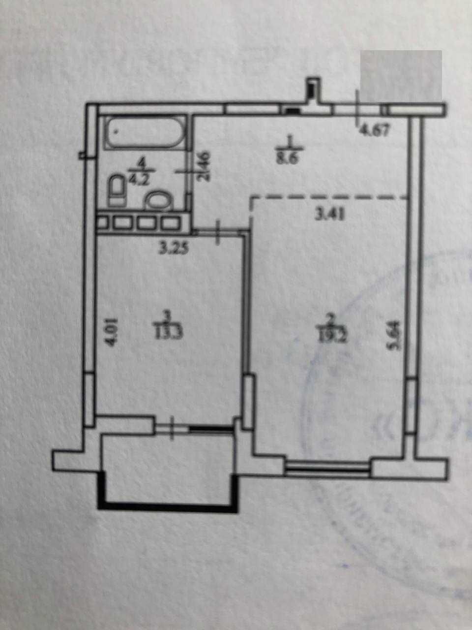 Продаж 1-кімнатної квартири 49 м²