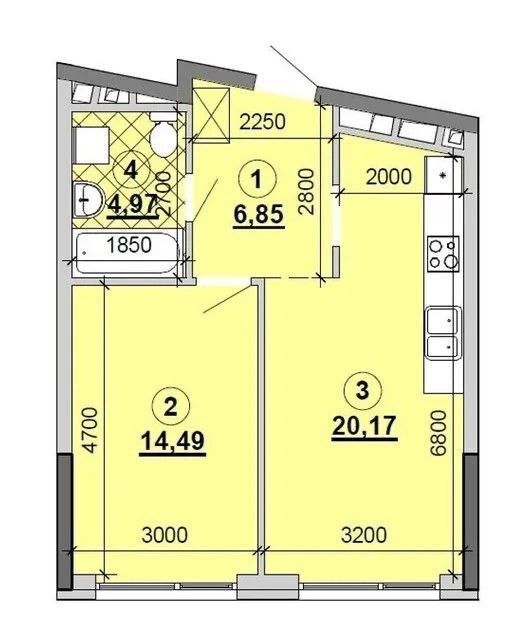 Продаж 1-кімнатної квартири 47 м²