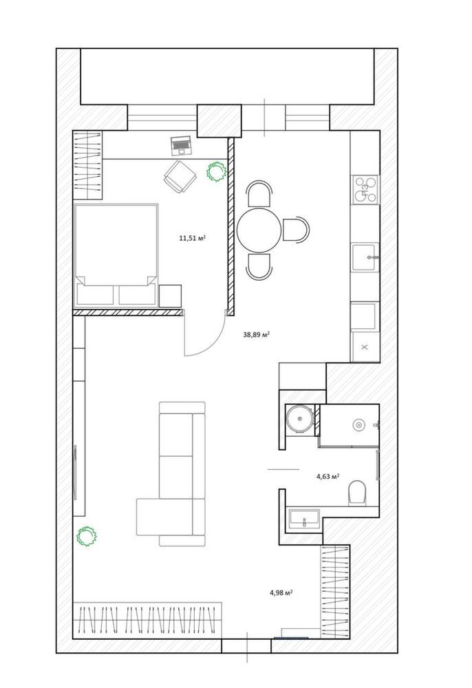 Продаж 1-кімнатної квартири 65 м²