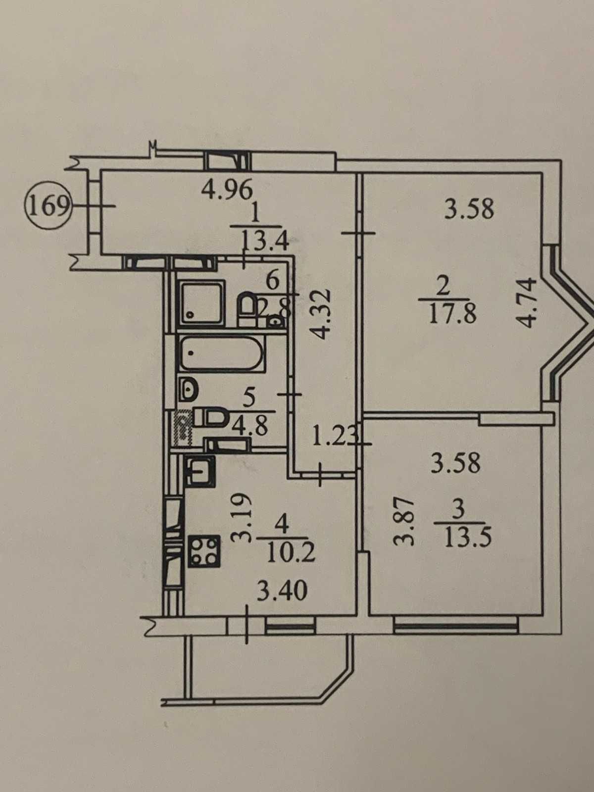 Продаж 2-кімнатної квартири 65 м²