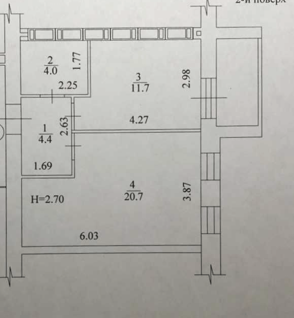 Продаж 1-кімнатної квартири 43 м²