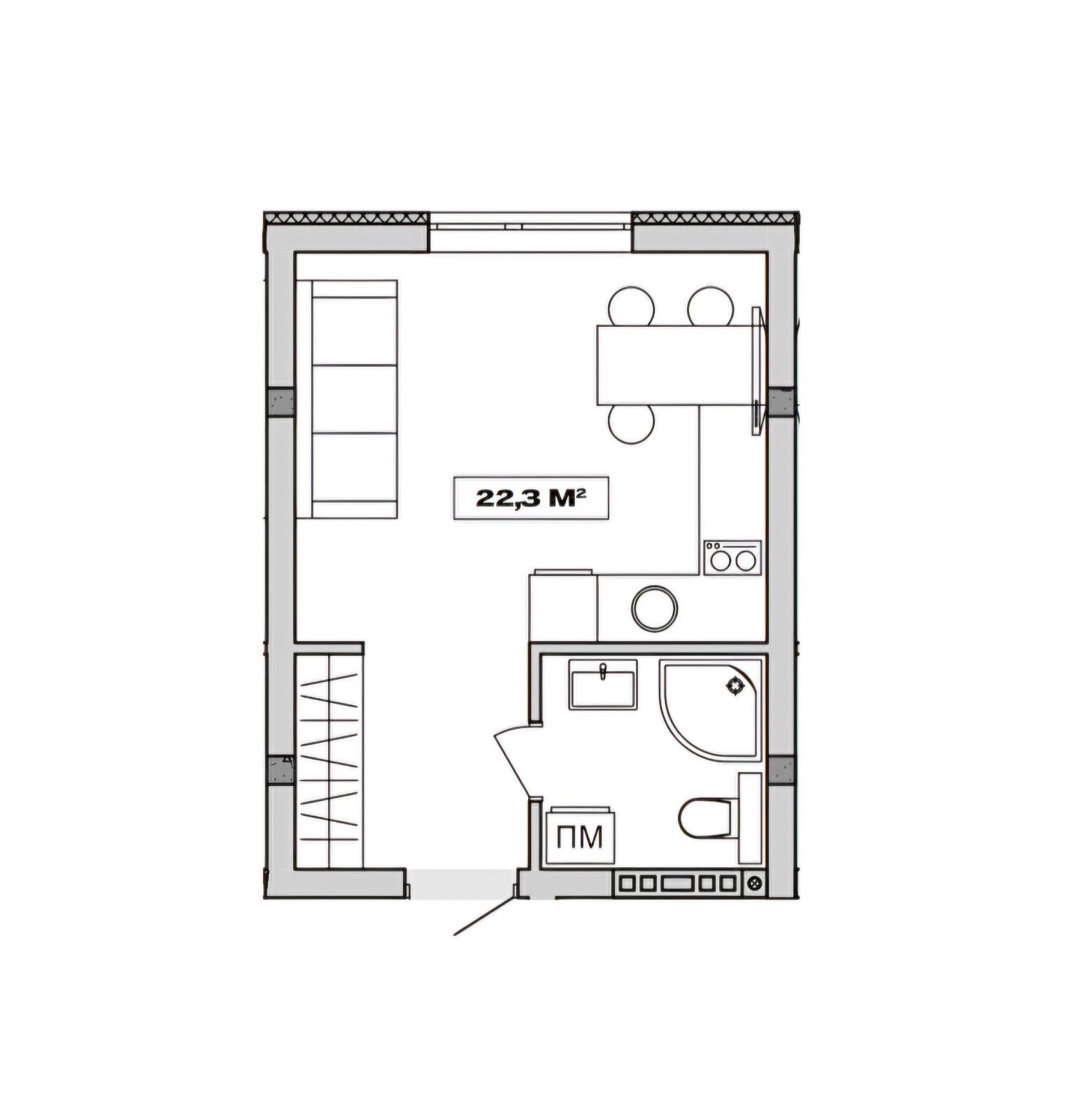 Продажа студии 22.3 м², Новая ул., Миколайчука, 5