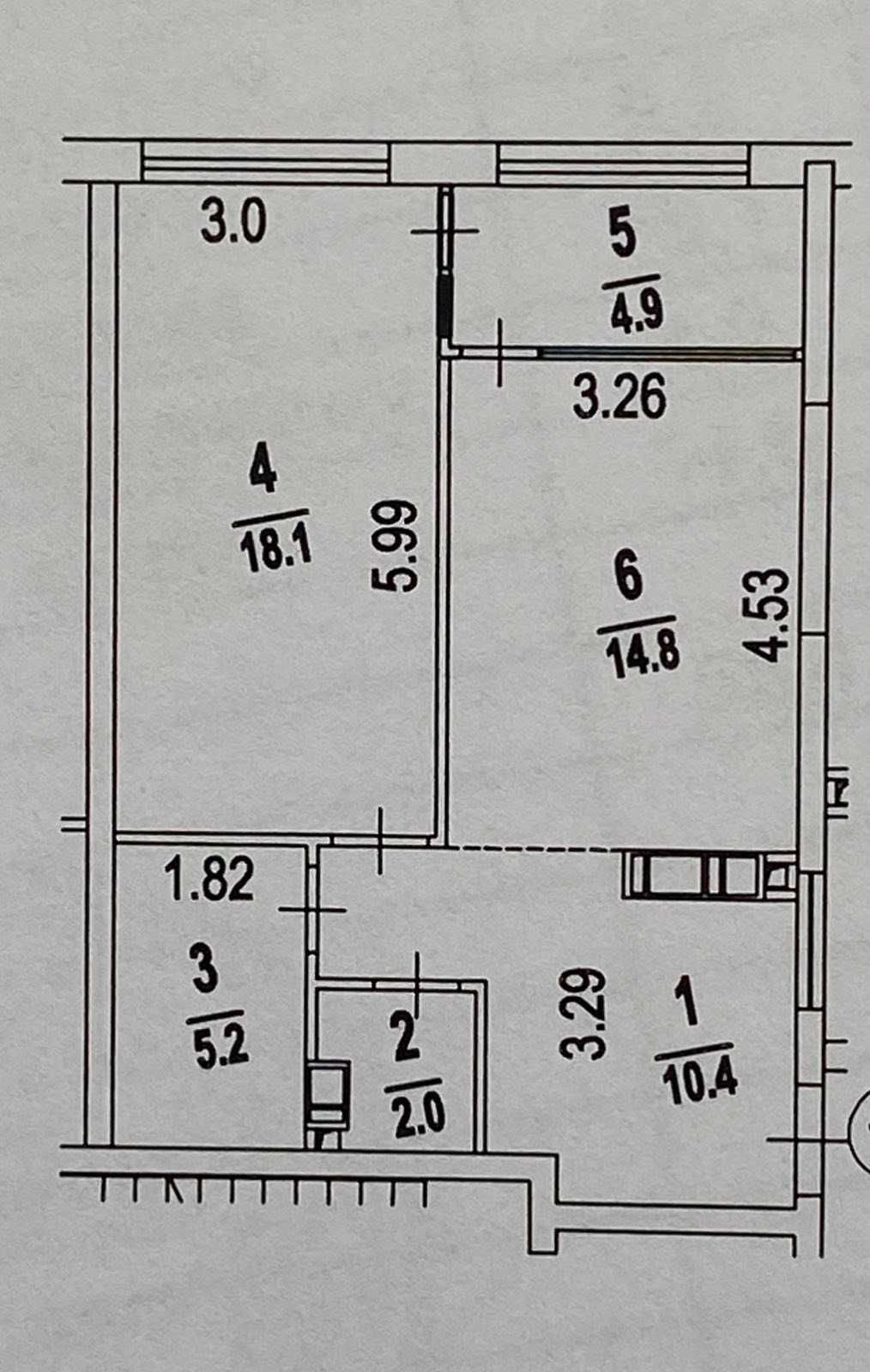 Продажа 1-комнатной квартиры 55 м²