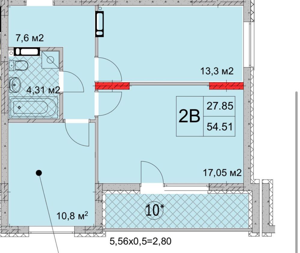 Продаж 2-кімнатної квартири 57 м²