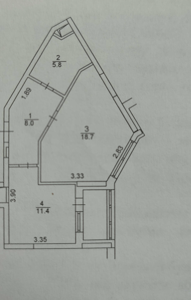 Продаж 1-кімнатної квартири 47 м²