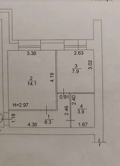 Продаж 1-кімнатної квартири 33 м²