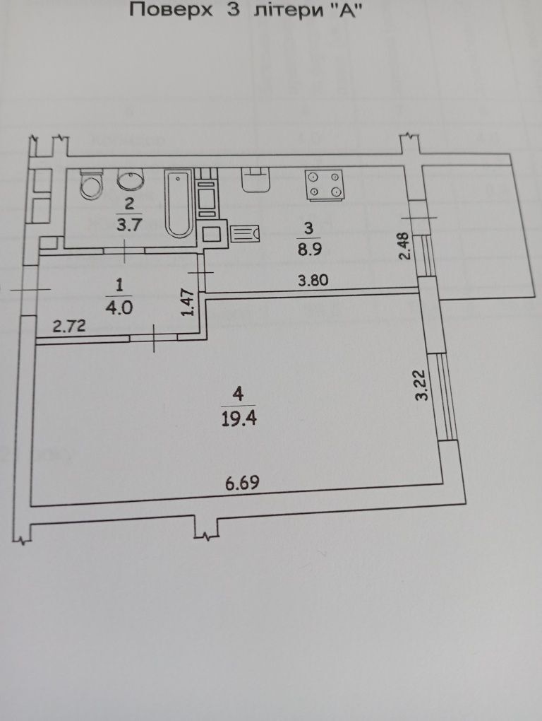 Продаж 1-кімнатної квартири 40 м²