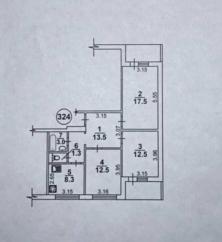 Продаж 3-кімнатної квартири 74 м²