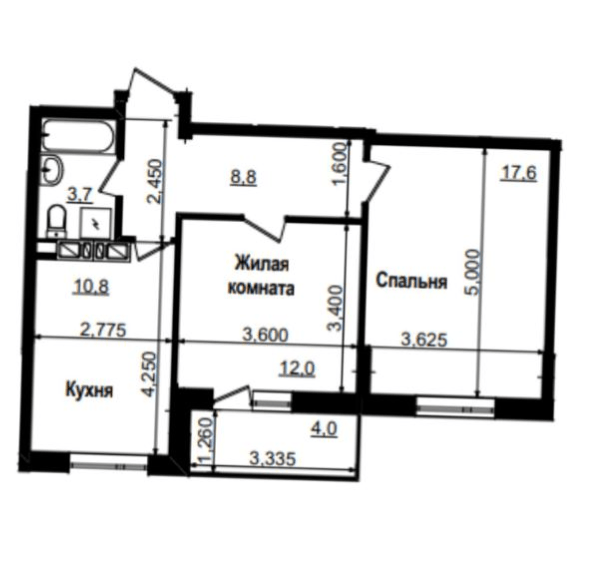 Продаж 2-кімнатної квартири 55 м²