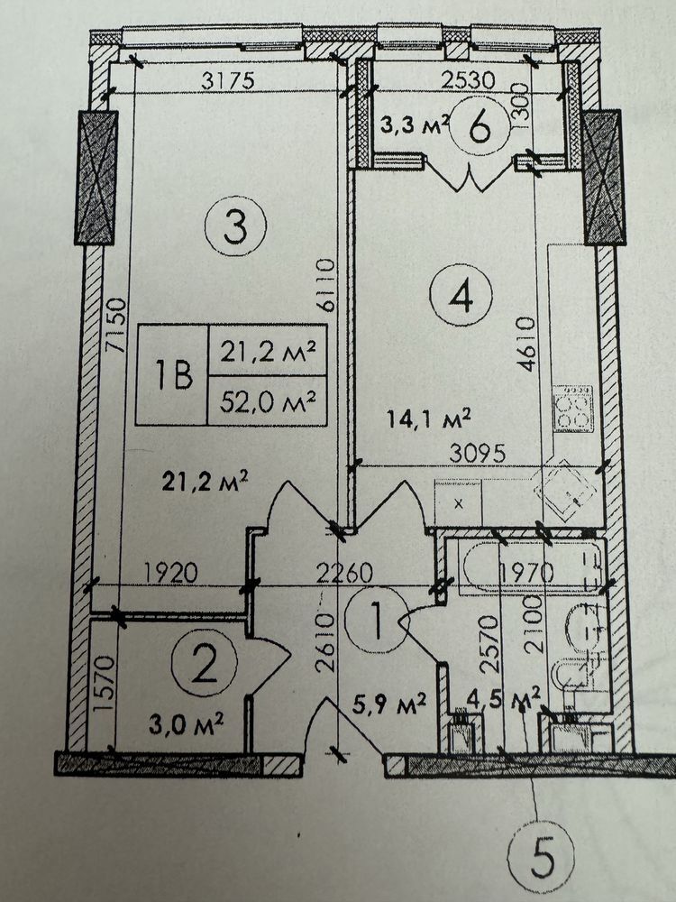 Продажа 1-комнатной квартиры 53 м²