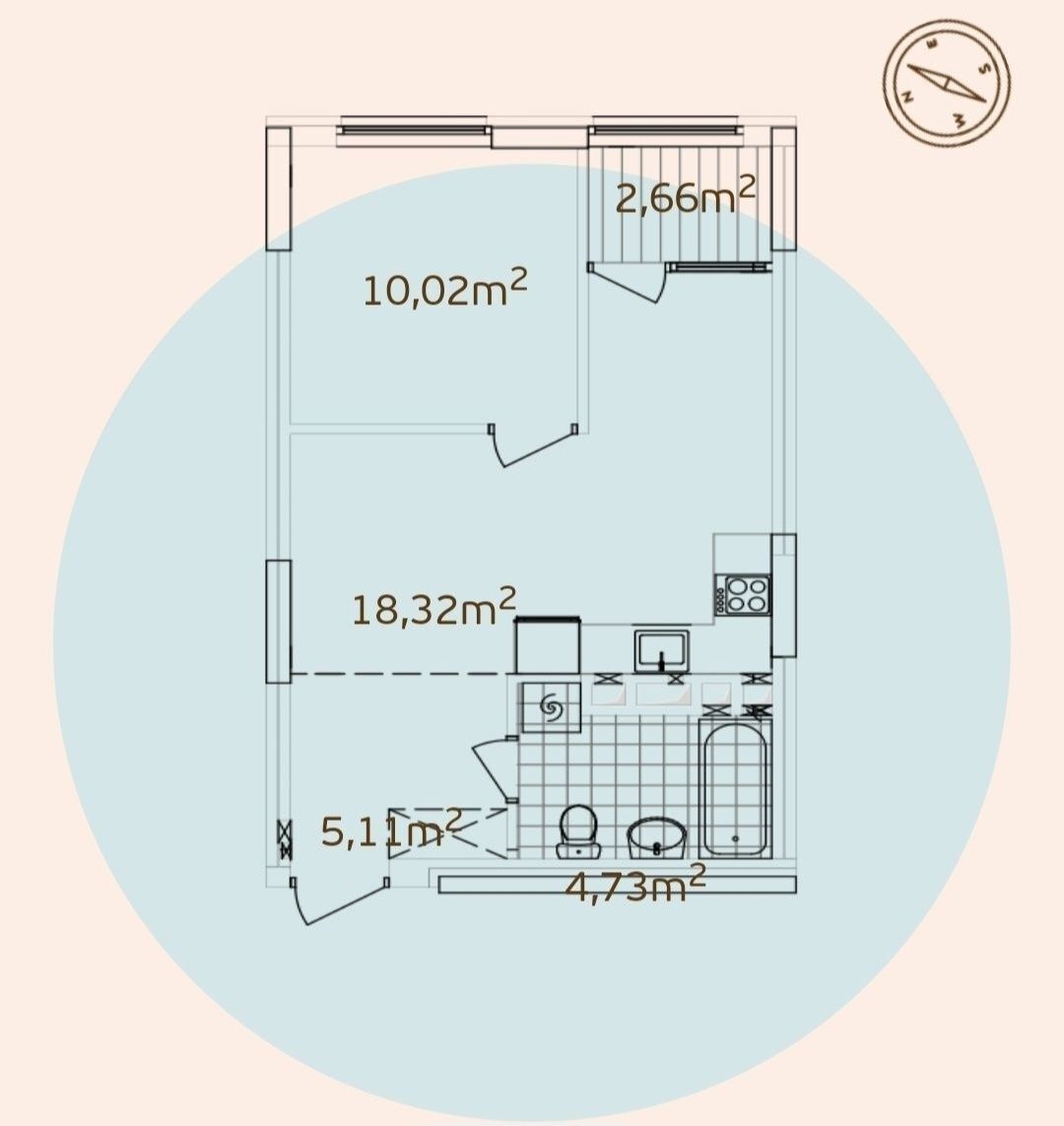 Продажа 1-комнатной квартиры 41 м²