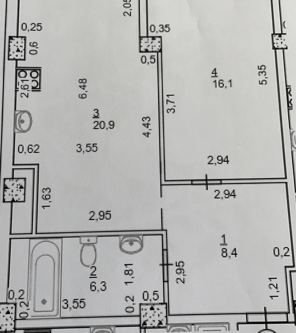 Продажа 1-комнатной квартиры 52 м²