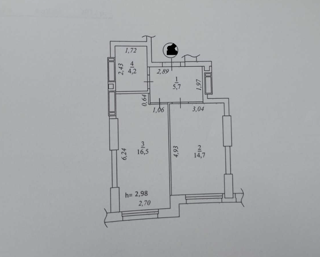 Продаж 1-кімнатної квартири 41 м²