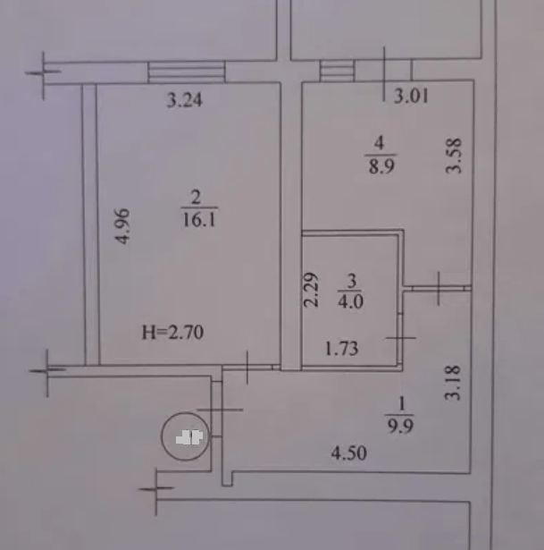 Продаж 1-кімнатної квартири 41 м²