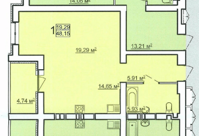 Продажа 1-комнатной квартиры 48 м²