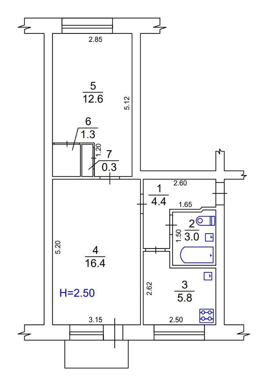 Продаж 2-кімнатної квартири 44 м²