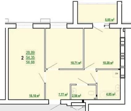 Продаж 2-кімнатної квартири 57 м²