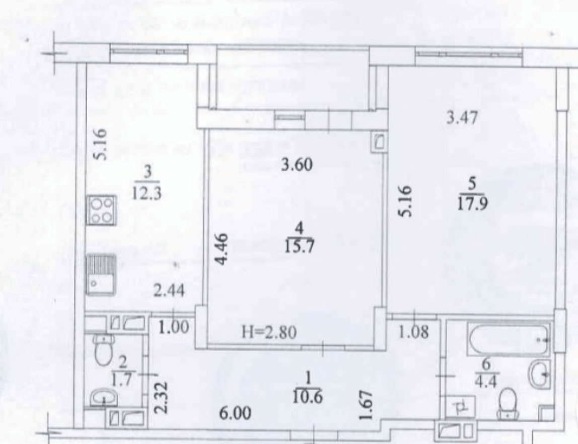 Продаж 2-кімнатної квартири 64 м²