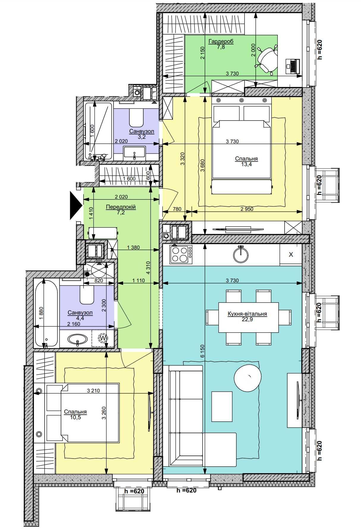 Продажа 2-комнатной квартиры 69 м²