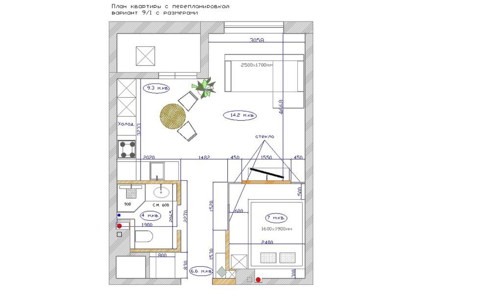 Аренда 1-комнатной квартиры 45 м²