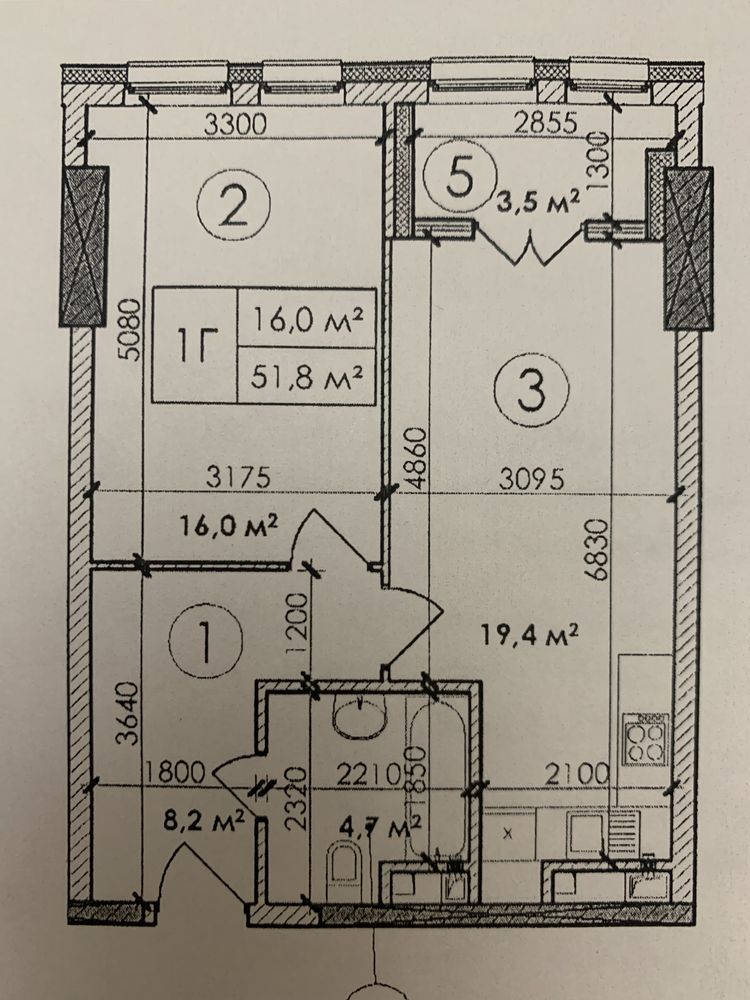 Продажа 1-комнатной квартиры 53 м²