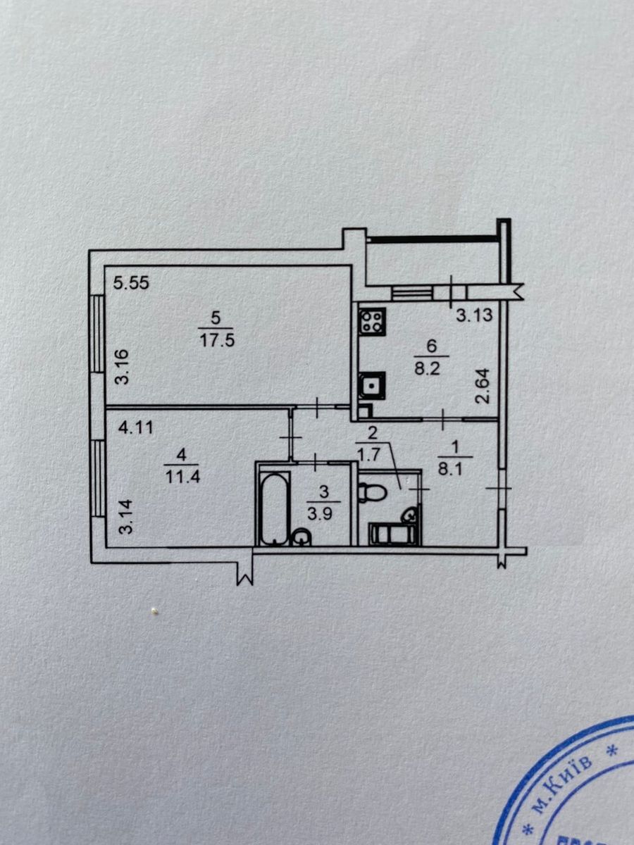 Продажа 2-комнатной квартиры 54 м²