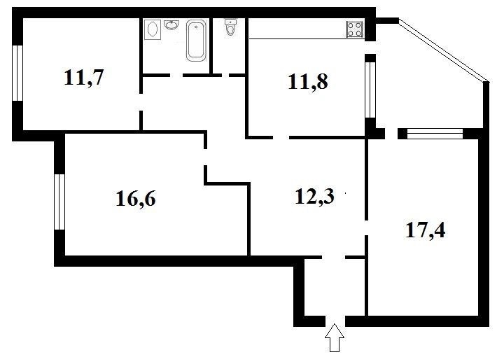 Аренда 3-комнатной квартиры 93 м², Петра Григоренко просп., 5